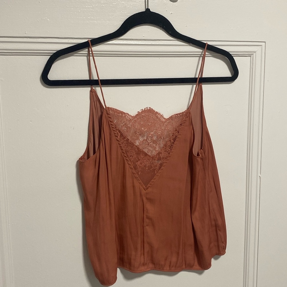 Lace Insert Silk Crop Tank-top